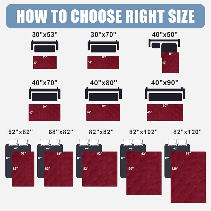 Smiry Waterproof Dog Bed Cover Blanket 30x70, Soft Reversible Pet Blanket, Washable Leakproof Cats Dogs Couch Cover for Sofa, Couch, Furniture, Wine Red/Wine Red