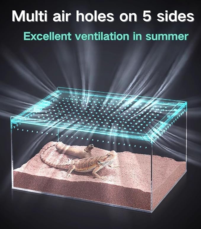 Magnetic Reptile Terrarium Tarantula Enclosure 12 x 8 x 6 In Reptile Enclosure Large Acrylic Reptiles Breeding Box for Snake,Hermit Crab,Frog Insect Tarantulas Amphibians
