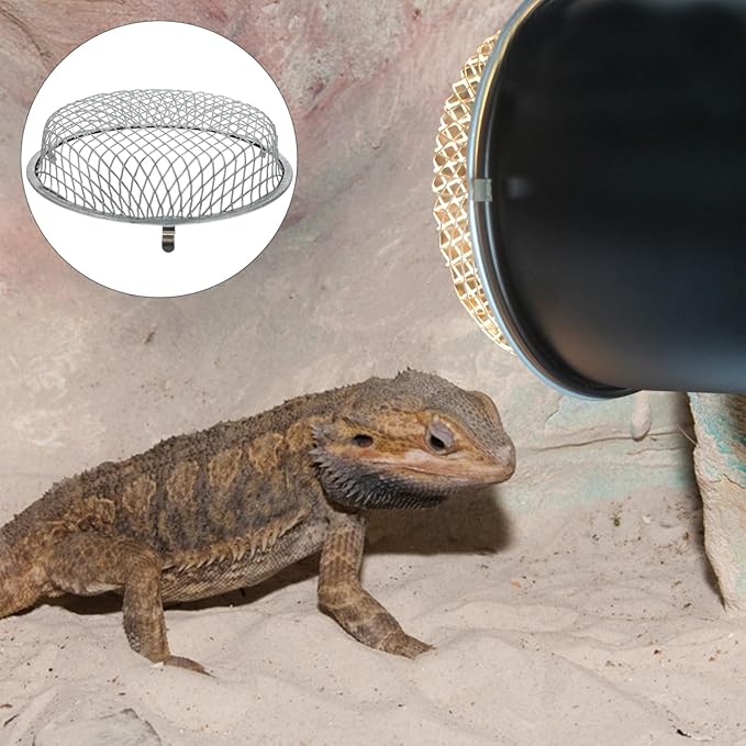 ibasenice Reptile Heat Lamp Cover 5.51-Inch Stainless Steel Anti-Scald Lampshade for Reptile Box Insulation Protects Pets from Burns