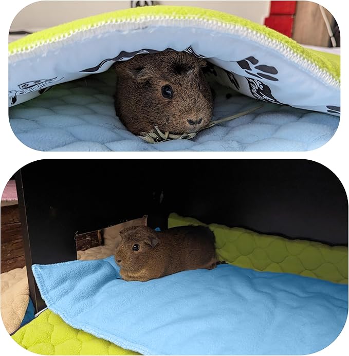 Fleece Playground for Guinea Pig and Rabbit - All in One, It's a Blanket, a Giant Tunnel, a House, a Cushion and a Bed - 23.6 x 19.7 in - Pink