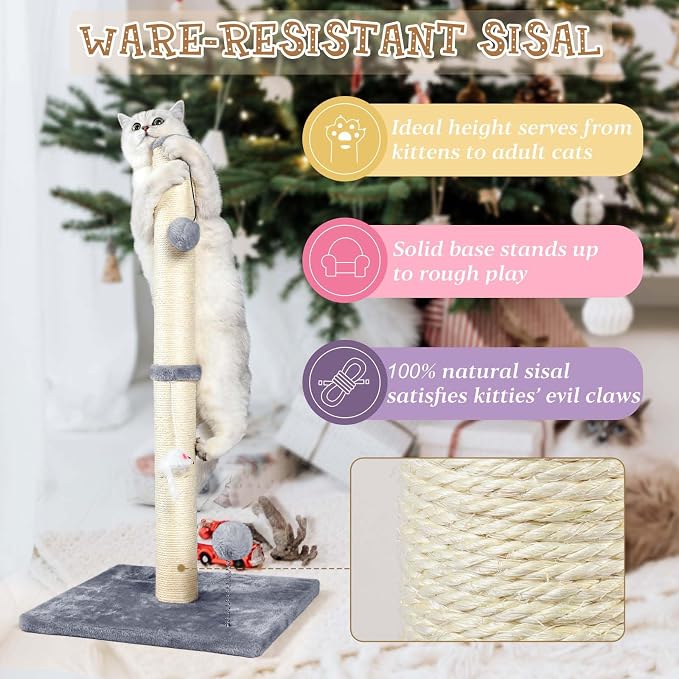 ANWA 32" Tall Sisal Cat Scratching Posts Tree for Indoor Cats Adults, Gray - Image 5