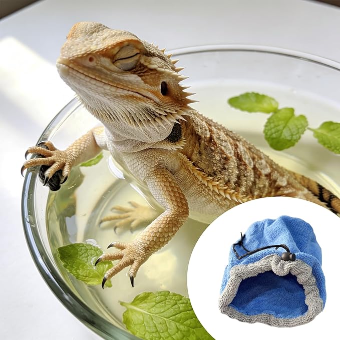 Bearded Dragon Bath Towel Bag with 2Pcs Reptile Bathing Brush, Reptile Bath Tub, Fast Drying Absorbent Lizard Towel for Lizards, Geckos, Guinea Pigs and Hedgehogs
