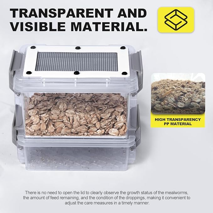 Mealworms Breeding Kit,to Breed Live Mealworms,Mealworm Feeder with Tweezers and Wheat Bran Bedding