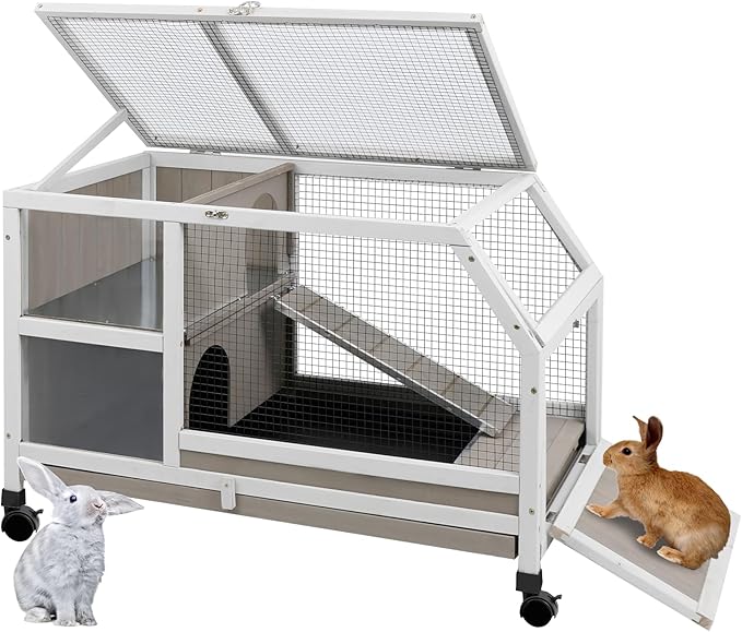 Ketive Rabbit Hutch Indoor - Weatherproof, Multi-Level, Easy Assembly, Lockable, and Comfortable