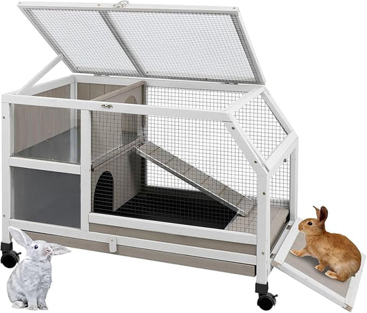 Ketive Rabbit Hutch Indoor - Weatherproof, Multi-Level, Easy Assembly, Lockable, and Comfortable