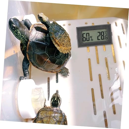 SHINEOFI 2pcs Mini Digital Hygrometer Thermometer LCD Display, Embedded Design, Black, Indoor Outdoor Use for Terrariums and Pet Enclosures