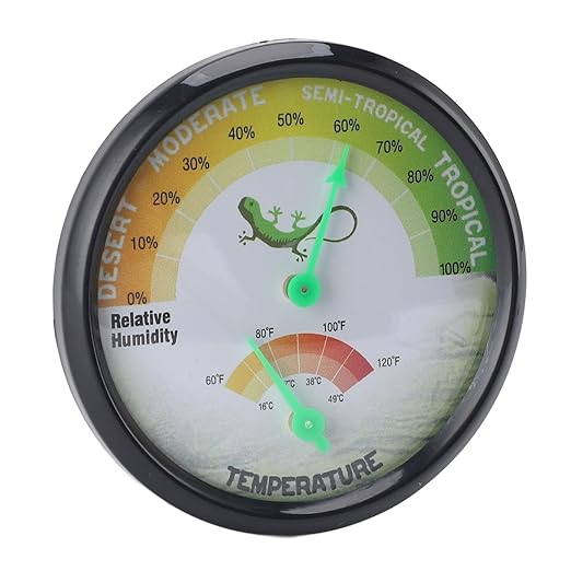 Omabeta Thermometer Hygrometer Dial High Precision Mechanical Temperature and Humidity for Reptile Pet, Compact Design for Pet Boxes