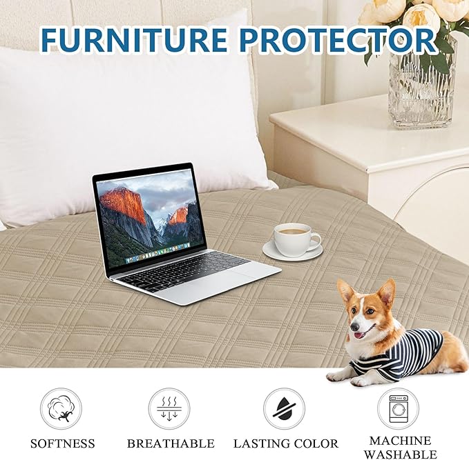 hyha Waterproof Dog Blanket, Reversible Pet Bed Blanket, Soft Sofa Couch Cover for Dogs Washable, Waterproof Pet Couch Covers for Sofa Puppy Cats Furniture Protector(40"x70", Taupe/Taupe)