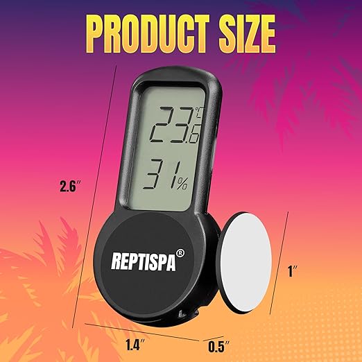 Reptile Thermometer Hygrometer, Pack of 2 Digital Thermometer Humidity Meter for Reptile Terrarium, Temperature Gauge Humidity Gauge with Digital LCD Display for Bearded Dragon Tank