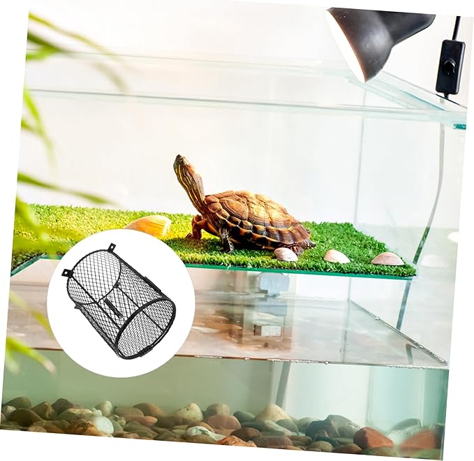 Garneck Leopard Gecko Heat Lamp Grille Reptile Cage Heater Guard Scald Protection Mesh Lampshade Easy Clean