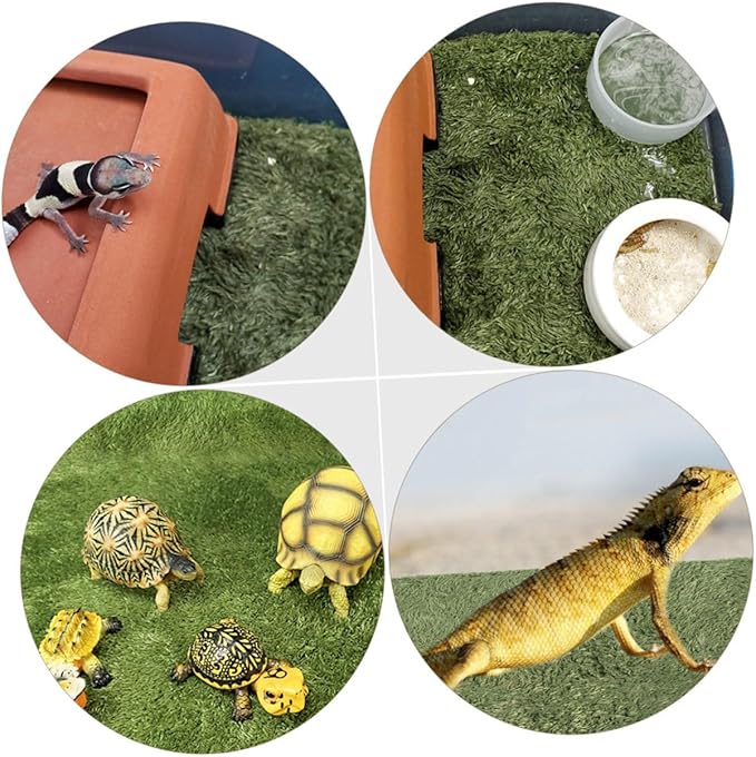 Yardwe Decorative Reptile Carpet Absorbent Faux Grass Substrate for Turtles Frogs Lizards and Tortoises Comfortable Resting Place for Your Pets