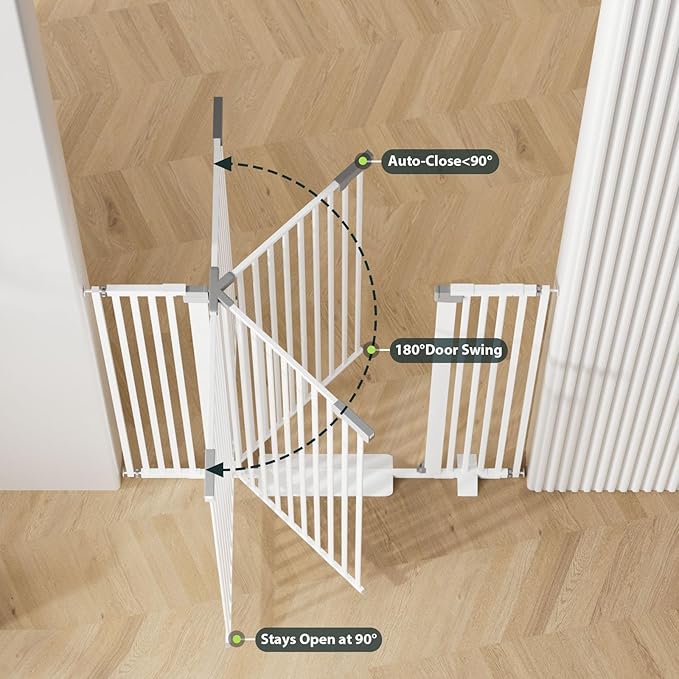 51'' Extra Tall Cat Gate for Doorways 30-40.9'' Wide, Climb Proof Pet Dog Gates for Kitten Dogs, Pressure Mounted No Drilling Cats Fence Barrier White