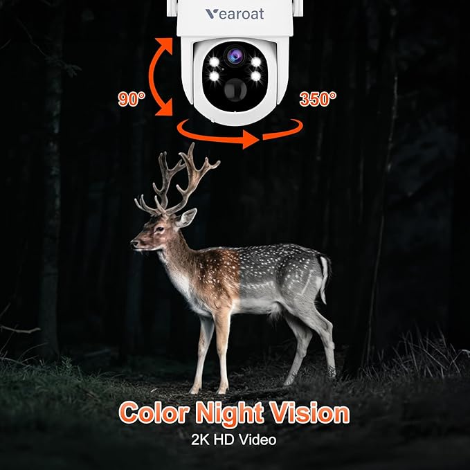 4G LTE Cellular Security Camera Upgraded, Lifetime Free Unlimited Data, Built-in VSIM Card, 360° Live View, AI PIR Motion Sensor Detection, Solar Powered Wireless Outdoor