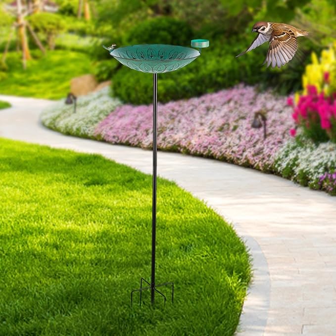 Detachable Outdoor Bird Feeder Rustproof Large Capacity Bird Bath Feeder Birds Feeding Stand for Farm Outdoor Garden