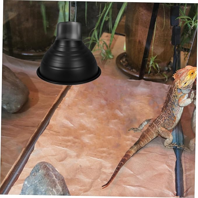 GLEAVI Reptile Heat Lamp Cover Insulation Reflector Shade for PET Cages Sturdy Iron Material for Reptile Habitats Prevents Burns and Provides Optimal Heat