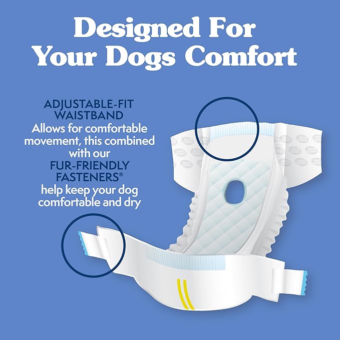 Simple Solution Dog Diapers, Medium, Female Dogs, Waist 15-23 in | Super Absorbent | Wetness Indicator | Disposable | 30 Count