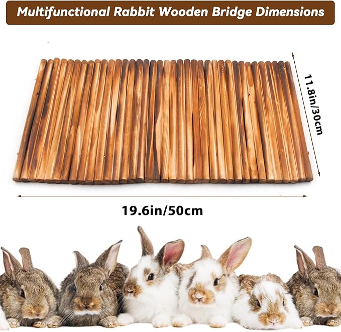 Large Bunny Wooden Hideout Bridge,Flexible Rabbit Tunnel Wood Small Animal Chew Climbing Toys Ladder Ramp Hut for Guinea Pig, Chinchillas, Hedgehogs, Ferrets, Rat(15.74 x 11.0 in)