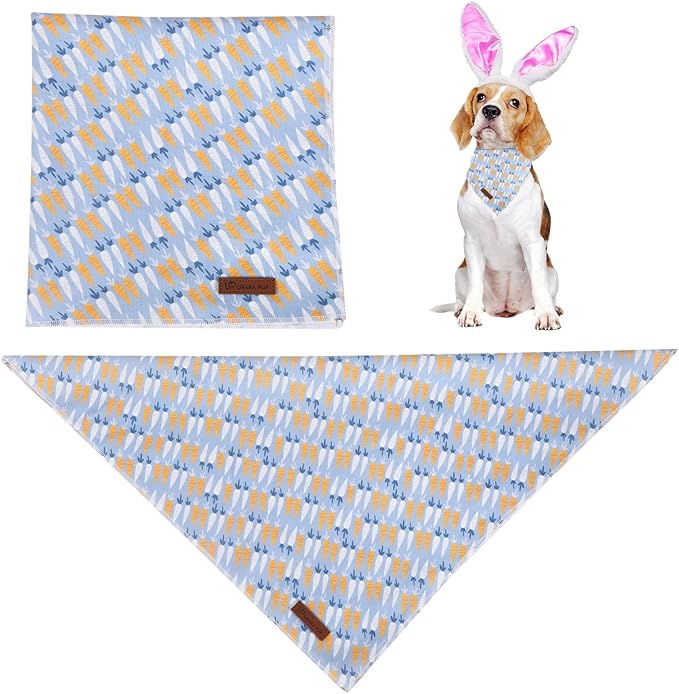 Easter Dog Bandana, Easter Triangle Bid Scarf for Small Medium Dog, Cotton Pet Kerchief for Girl Boy Dogs or Cats, Cute Carrot Dog Bandana, Comfortable Easter Dog Bandana