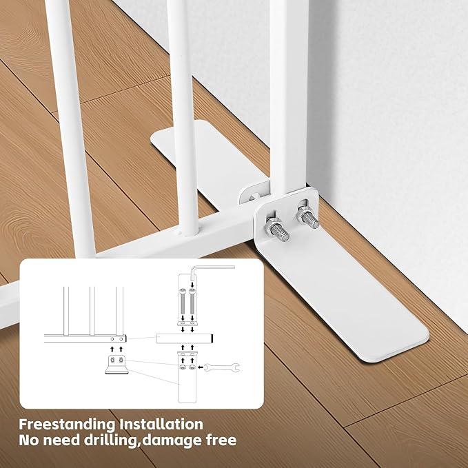 Freestanding Short Dog Gate, 13" Tall Small Pet Gate Easily Step Over, 16"- 44'' Width Expandable Metal Small Puppy Gatefor Stairs, Doorways, Kitchen,House Indoor/Outdoor Use-No Drill Pressure Mount