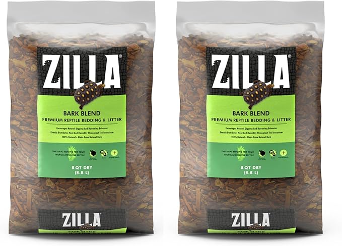Reptile Terrarium Bedding Substrate, Bark Blend, 8 Quart (Pack of 2)