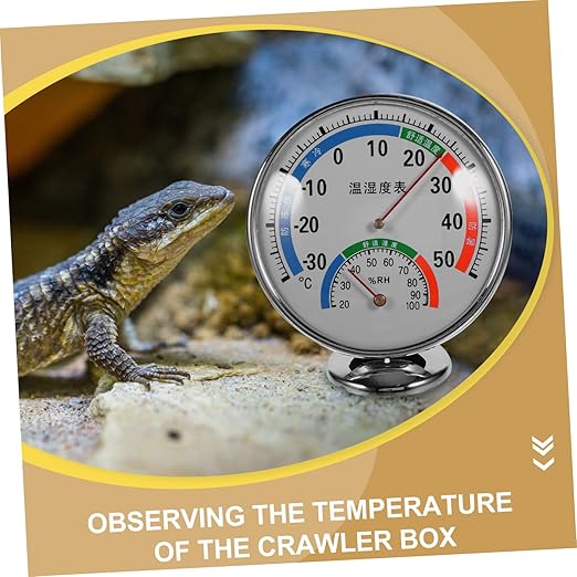 Reptile Temperature and Humidity Gauge Dual Dial Hygrometer for Terrarium Easy Read Color-Coded Display for Bearded Dragons Lizards and Other Reptiles