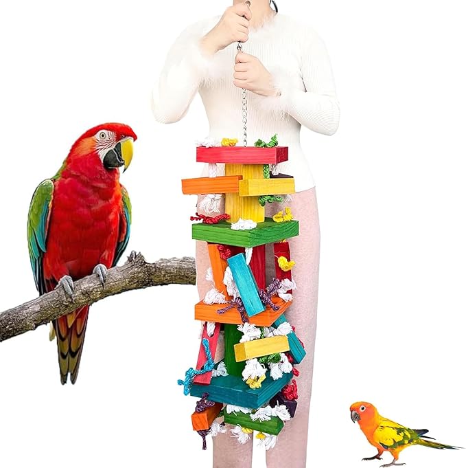 LUCKITTY 35" Extra Large Parrot Toys - Chewable Foraging Toys for Macaws, African Grey, Amazon Parrots - Durable Bird Cage Accessories Gift