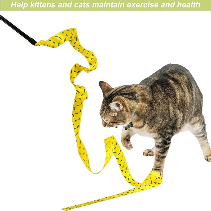 Interactive Cat Toy Wand with Crinkle, Cat Teaser Wand Rainbow String for Bored Indoor Adult Cats and Kittens (6 Pack) - Image 6