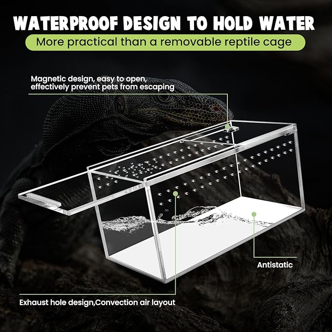 Small Acrylic Tarantula Enclosure Terrarium with Magnetic Button,8 * 4 * 4inch Thicken Isopod Enclosure,Spider Cage,Terrarium for Reptiles,Lizard,Juvenile Tarantulas