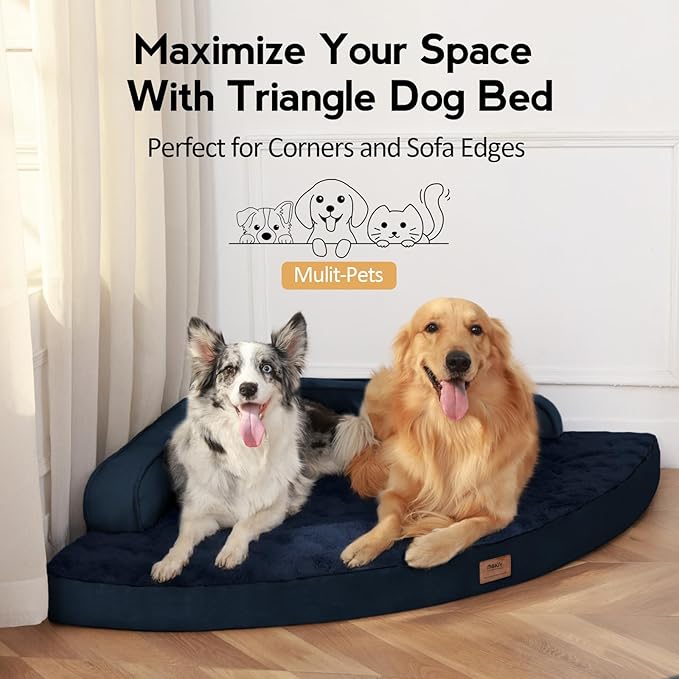 MEKIY Large Orthopedic Dog Bed with Sides XXL Dog Beds with Removable Washable Cover Non-Slip Waterproof Pet Bed for Extra Large Dogs - Navy Blue XXL