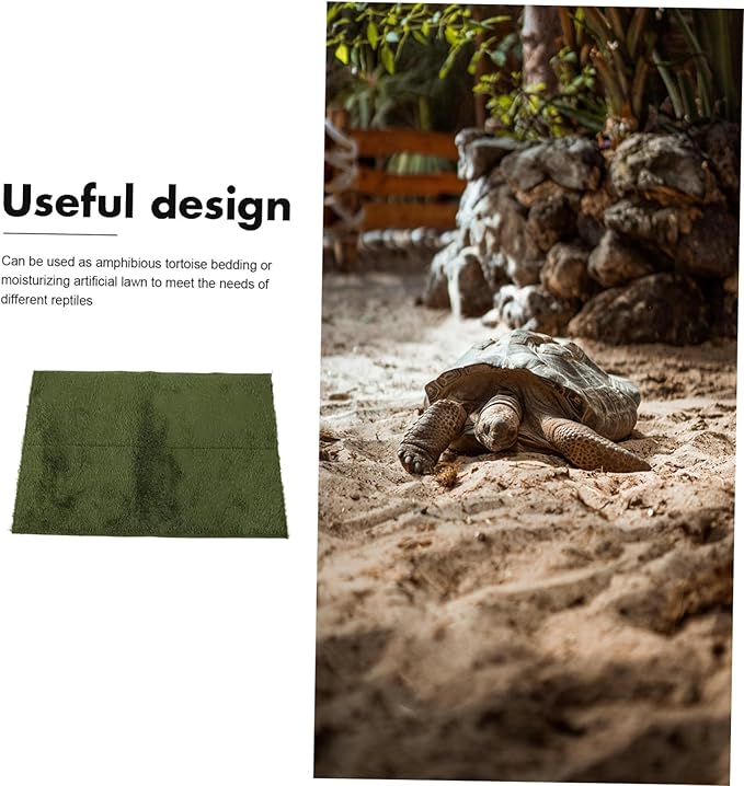 Reptile Carpet Mat Reusable Terrarium Bedding Liner Soft Imitation Grass Substrate for Tortoise Snake Lizard Turtle Cage Accessories
