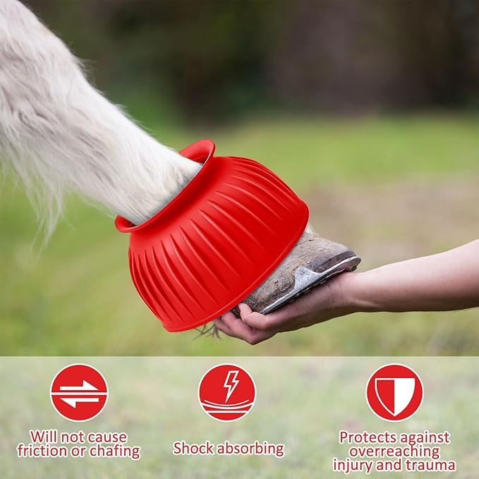 Abbylike Bell Boots for Horses 1 Pair/2 Pair Available, Protect Against Hoof Impact Trauma, Rubber Bell Boots Horse Care for Turnout, No Rub Design Wrap Hook and Loop