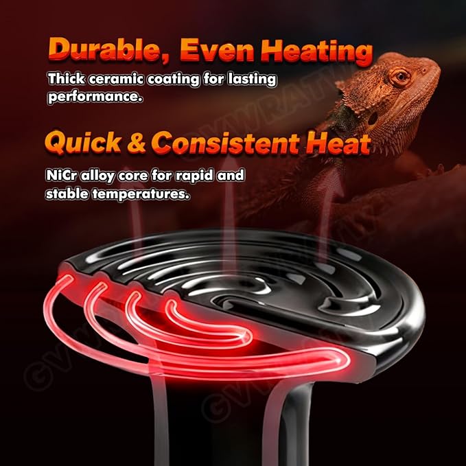 75W Reptile Heat Lamp, Ceramic Heat Emitter (2 Packs 0.25 inch-75mm) - E26 for Terrariums, Turtle, Lizard, Bearded Dragon, Snake, Reptiles, Amphibian, Pet Brooders, Chicken Incubation
