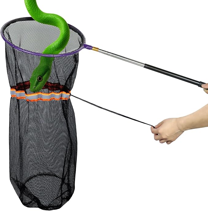 IC ICLOVER Snake Catcher Net, Snake Grabber Handling Tool, Snake Catching Net with Telescopic Pole, Adjustable Snake Capture Stick, Rattle Snake Catching and Transport Picker, Extended from 16" to 59"