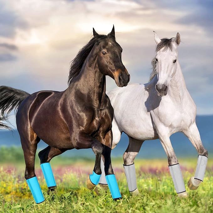 Jexine Set of 8 Mesh Fly Boots for Horse Loose Fitting Non Slip Breathable Horse Fly Leggings Protective Reduces Stress Leg Fatigue Wraps for Preventing Flies Mosquitoes Bite