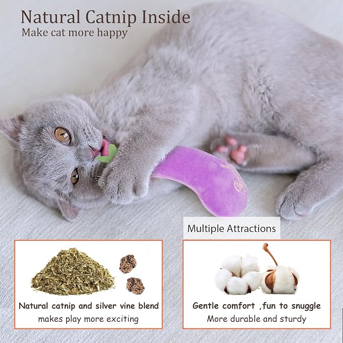 ETEKYER Catnip Cat Toys for Indoor Cats Kitten, 5 Pack, Vegetable Shape - Image 7