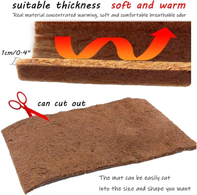 Hamiledyi Reptile Carpets 4Pcs Natural Coconut Fiber Tortoise Carpet Mats for Pet Terrarium Liner Reptile Supplies for Lizard Snake Chameleon Turtle Bedding Bunny Rabbit Mat