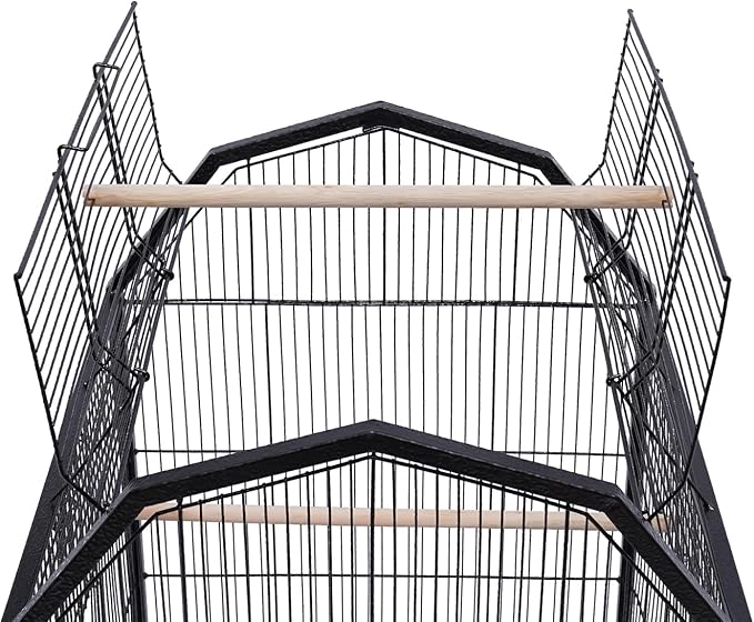 Extra Large Bird Cage, 18.11 * 39.9" Metal Pet Bird Flight Cage Parakeet Bird Cage with Stand Pet House for Conure Canary Parekette Macaw Finch Cockatoo Budgie Cockatiels Parrot, Black