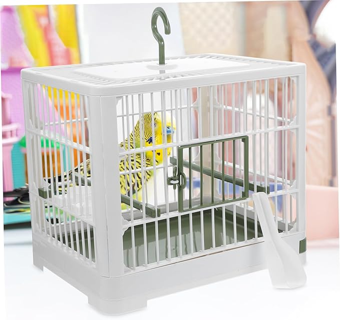 POPETPOP Foldable Bird Travel Cage with Stand Portable Bird Carrier for Parrots Parakeets Easy to Clean and Transport Design for Outdoor Use