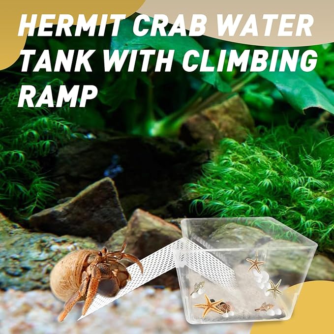 4 Packs Hermit Crab Water Tank - Ideal Hermit Crab Pool Combination - Water Tank with Cuttable Climbing Ramp