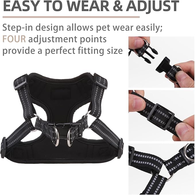 PUPTECK Dog Harness and Leash Set Medium Sized, Step in No Pull Adjustable Puppy Cat Harness Reflective Pet Vest