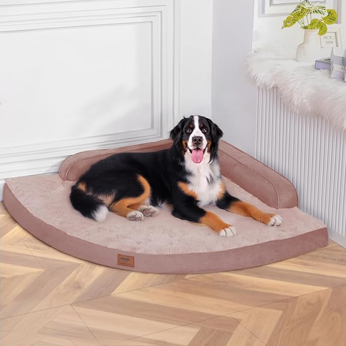 MEKIY Large Orthopedic Dog Bed with Sides XXXL Dog Beds with Removable Washable Cover Non-Slip Waterproof Pet Bed for Extra Large Dogs - Pink XXXL