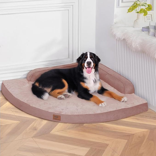 MEKIY Large Orthopedic Dog Bed with Sides XXXL Dog Beds with Removable Washable Cover Non-Slip Waterproof Pet Bed for Extra Large Dogs - Pink XXXL