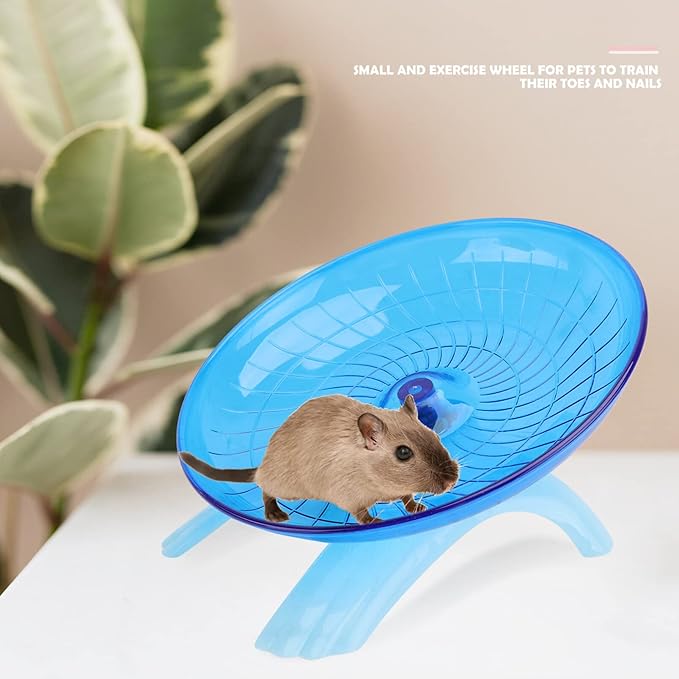 Mipcase 2pcs Non Silent Cm Exercise Jogging Pig Wheel- Flying Mice Blue Little Cage Small Disc Slip Plastic Hedgehog Critters Playing Hamsters Rat Squirrels Ball Toys Run Gerbils Gerbil