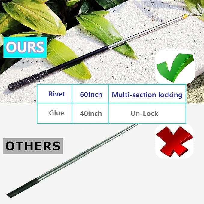 61" Snake Hook Reptile Catcher Stick Pole, Snake Handling Tool kit for Rattlesnakes Copperhead Removal Catching