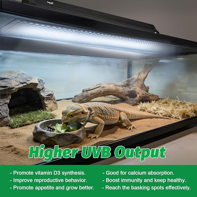 UVB Light for Reptiles Bearded Dragon, T8 UVB Reptile Light Fixture HO UVB Bulb Lighting Combo Kit 10.0 18W UVA UVB Reptile Light Bulb Terrarium Lamp Tube Bar for Snake Gecko Turtle Lizard, 24 Inch