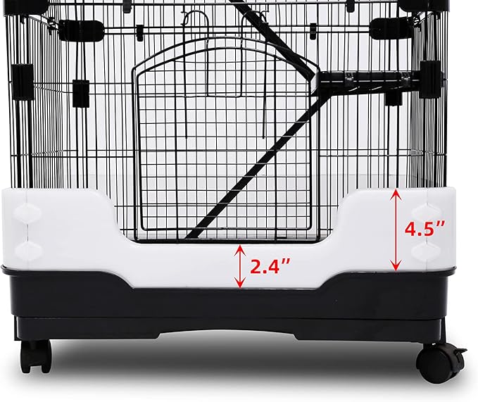 Homey Pet 3 Levels Chinchilla Ferret Pet Crate Small Animals Cages for Rat, Hamster, Guinea Pig, Squirrel, Include Caster Tray and Urine Guard (Black)