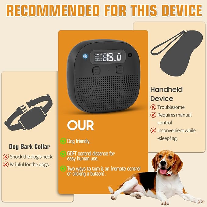 Tetra Dog Bark Deterrent Devices,Ultrasonic Anti Barking Device for Dogs, Rechargeable Barking Control Devices with Sensor & 60ft Remote Control, Adjustable Bark Stopper Indoor Outdoor