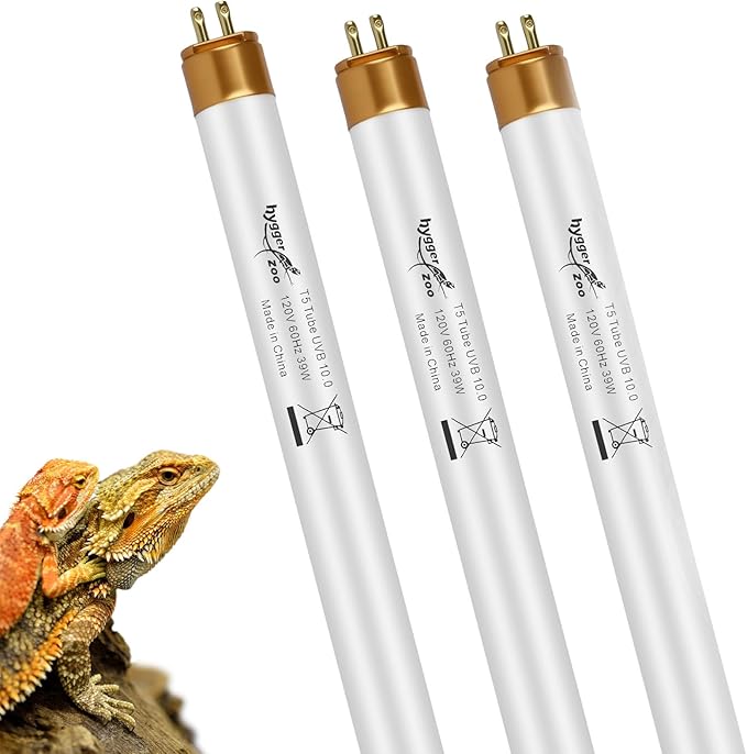 UVB Light for Reptiles Bearded Dragon, 3 Pack T5 UVB Reptile Light UVB Bulb 10.0 39W UVA UVB Reptile Light Bulb Terrarium Light Lamp Tube for Turtle Chameleon Leopard Gecko Snake Tank, 34 Inch