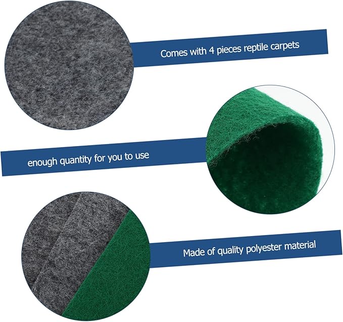 BESPORTBLE 4pcs Reptile Carpet for Terrarium Substrate Absorbent Liner Bedding for Snakes Lizards Tortoises Mats Non-Abrasive Easy to Clean