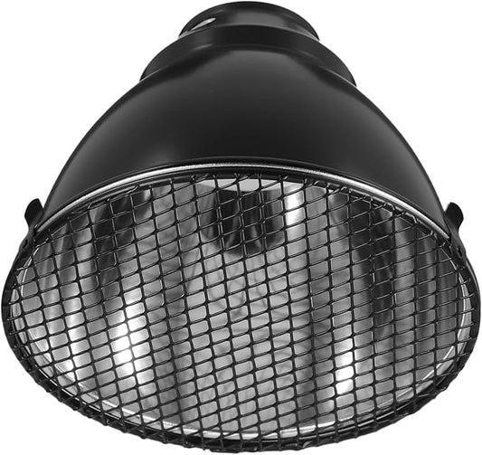 1 Set Reptile Light Fixture, Aluminum Heat Lamp Shade, Anti-Scald Protection Cover for Basking Bulbs, UV UVB Dome Light Guard for Lizards, Tortoise Habitat, Terrarium Tank Accessories, Black